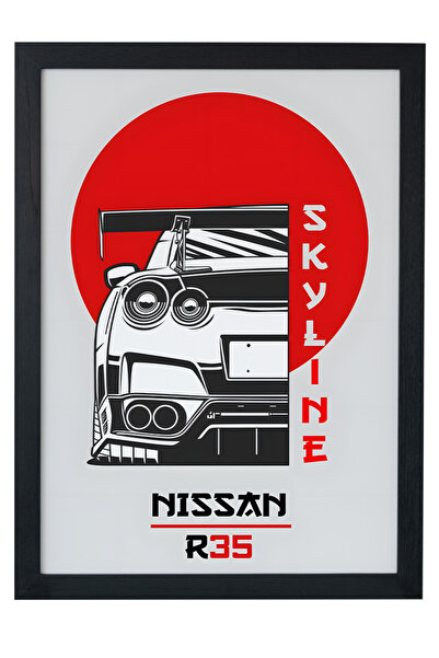 gxe.art Nissan GT-R R35 Slika na drvenom posteru – Superauto JDM dizajn