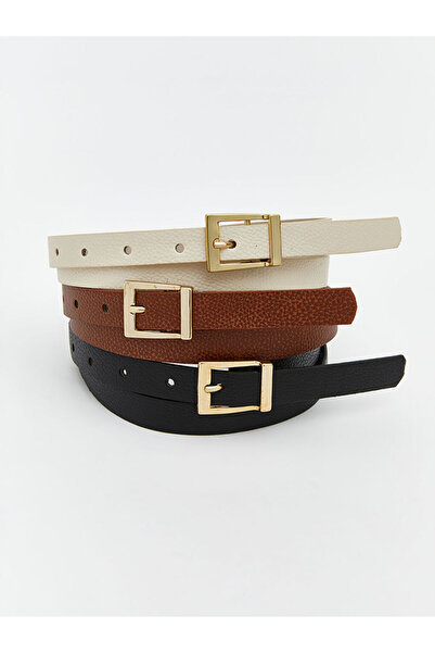 LC Waikiki Black Leather-Look Women's Belt 3-Pack from Guliis Store