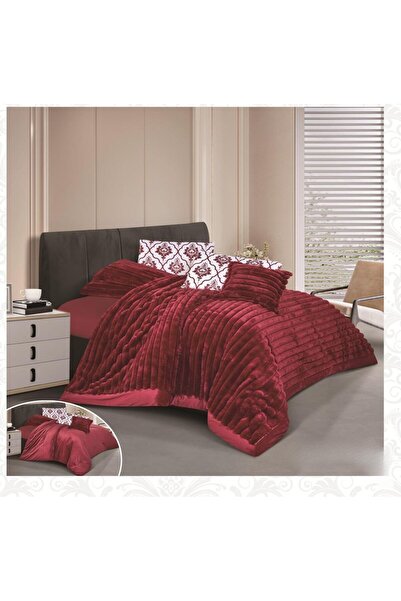 alzawia Elaf Velvet Heavy Striped Bedspread Set, 7 Pieces, 260*240