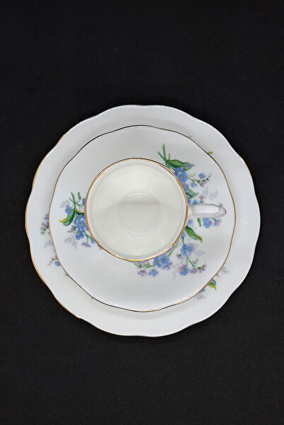 Royal Albert Forget Me Not Porcelain Double Coffee Cup and Saucers 3 Pieces 120 ml