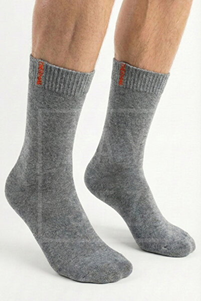 SAYSEZ 3 Pairs Thermal Men's Winter Socket Towel Thick Socks Stitch-Free Gray Color Premium Cotton
