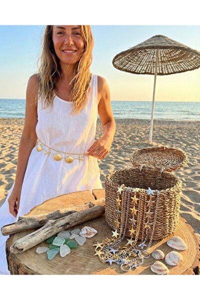 Tasarım Zemira Gold Color Multi-Purpose Chain Waist Belt with Starfish and Se...