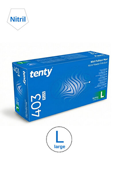 Tenty قفازات نيتريل زرقاء خالية من البودرة مقاس L 100 قطعة