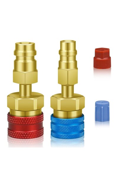 TECHSTAR Бърз адаптер R1234yf към R134a, комплект от 2 броя високо-ниско-стра...