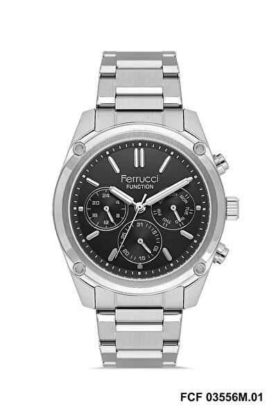 Ferrucci 43mm Function Men's Wristwatch with Black Dial Grey Color Adjustable...