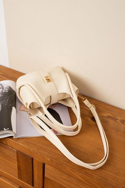 MY VİNTAGE Elegant Faux Leather Women's Hand And Shoulder Bag with Iron Buckle Belt Double Strap Makeup Bag