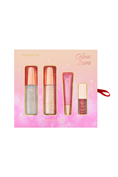 PROFUSION COSMETICS Makeup base set - makeup setting spray, liquid highlighter, primer & lip oil, Profusion, 4 items