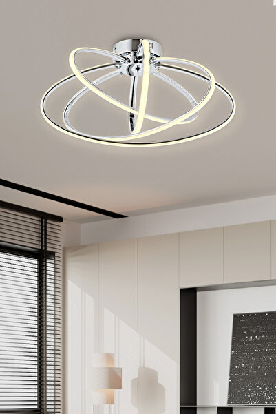 IŞILAY AYDINLATMA Seher Krom 4'lü Plafonyer (3renk Işık) Modern Led Avize Sal...