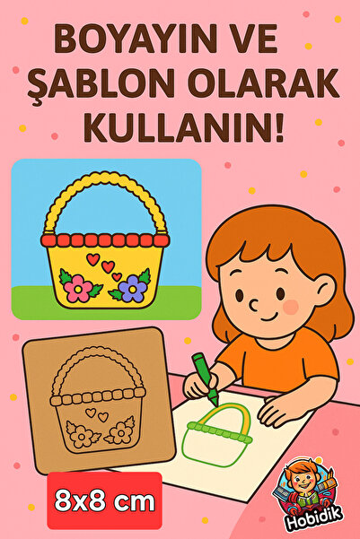Eymen Hobi 5 Adet Hobidik 8x8 cm Ahşap Boyama Şablonu – Çocuklar İçin Eğitici...