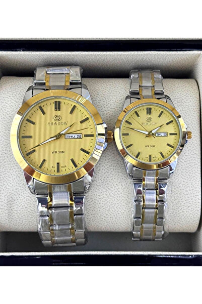 SHADOW طقم ساعات فاخر للزوجين - وظيفة مطابقة لليوم والتاريخ (عربي/إنجليزي) - ...