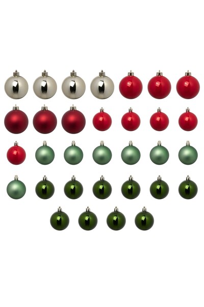 IKEA QUİCK 32'li Yılbaşı Ağaç Süsü 32 Adet Ağaç Süsleme Topları Karışık Renk Askılı Süs Noel Süsü