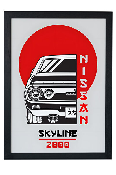 gxe.art Pictură cu poster cu cadru din lemn Nissan Skyline 2000 GT-R – Hakosu...
