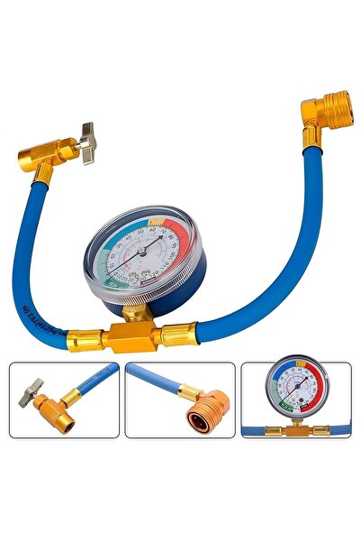 TECHSTAR Kit de încărcare auto AC freon, furtun cu manometru ACME de 1/2", R1...