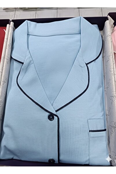 Lienna Long Sleeve Piped Shirt Collar Modal Cotton Pajama Set Lna30Ptly01