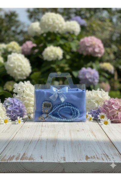 lifestyling Transparent Box Scarf Prayer Beads Stone Zikirmatik Set Gift Mevlüt Hajj Umrah Gift