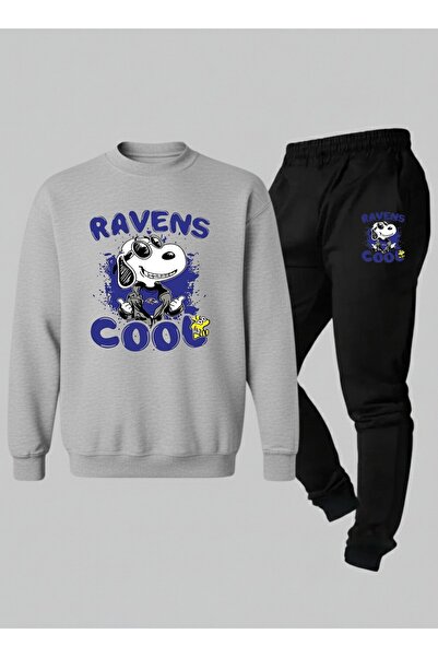 LORVEX Унисекс суитшърт - Детски комплект с велосипедна яка RAVENS с 3-нишка ...