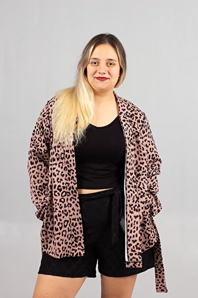 Truva XXL Plus Size Leopard Print Diver Fabric Jacket – Stylish & Comfortable