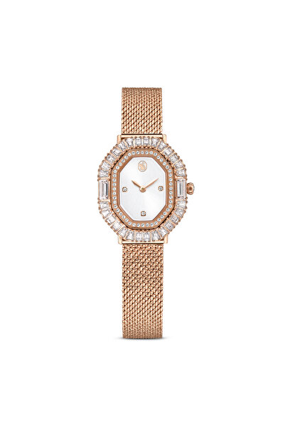 Swarovski Matrix octagon Saat, Metal bileklik, Rose Altın tonu, Pembe altın rengi yüzey