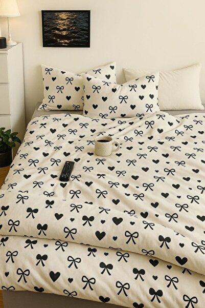 Sheri Home Yeni 100% Pamuk Çift Kişilik Nevresim Seti(YORGAN KILIFI 2ADET YASTIK KILIFI)FİYONKModel886565632025