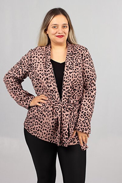 Truva XXL Plus Size Leopard Print Diver Fabric Jacket – Stylish & Comfortable