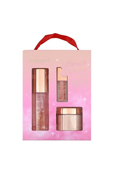 PROFUSION COSMETICS Gift set of shimmering body spray, body butter and nourishing lip oil, Profusion, 3 items