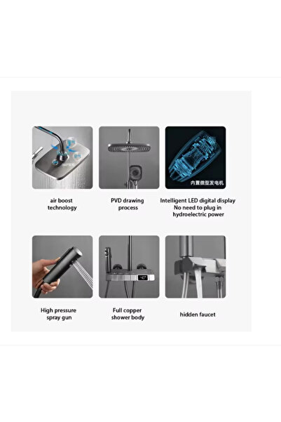 OEM Coloana de dus completa, cu display temperatura apa fara conectare la reteaua electrica, gri