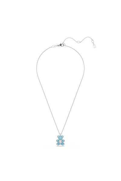 Swarovski Teddy Kolye, Ayıcık, Mavi, Rodyum kaplama