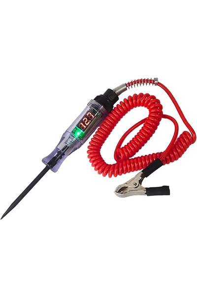 TECHSTAR Tester de tensiune auto 6–24V DC cu afișaj digital, cablu spiralat r...
