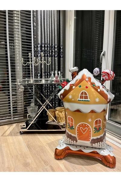 BEY AMBALAJ Cookie House Christmas Balloon Standing Candy House Ginger House ...