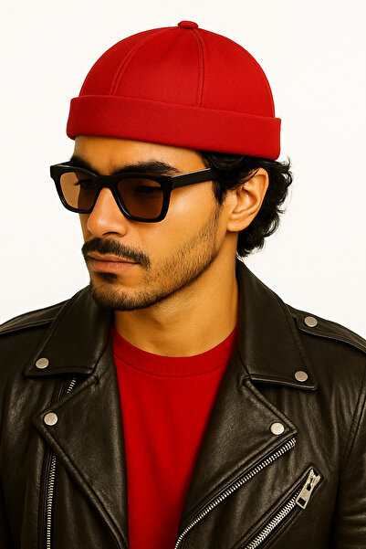 CapZone Red Docker Hat Unisex – Casual & Stylish Combination – Roll-Up Docker Hat – Adjustable Velcro