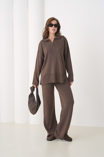 Noi Belis Basic Oversized Polo Yaka Triko Bottom-Top Set Aw25Au0047