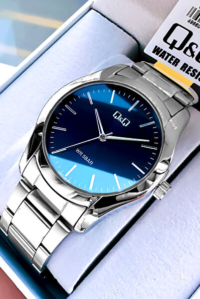 Q&Q Original Quartz Men's Wristwatch Silver Color Steel Band 5 Atm Water Resistant -Gift Bracelet Qqe2001C9