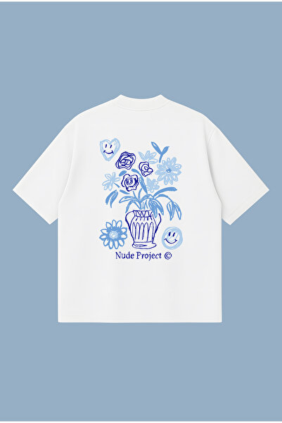 PURE POWER Nude Project Jarron Tee Blue Boxy Fit Oversized Unisex Tshirt – Pr...