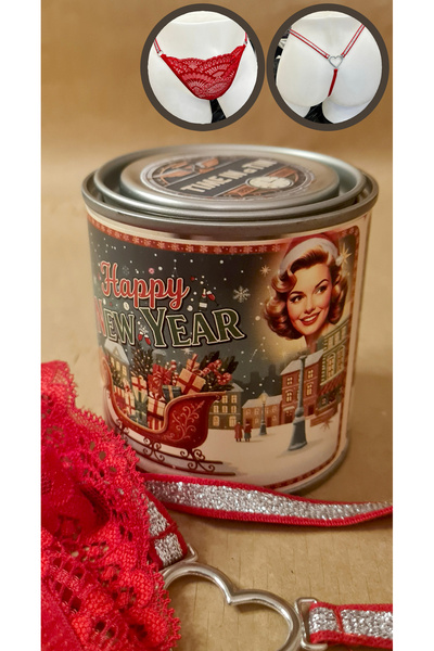 Time in a Tin Retro Kutuda Kırmızı Külot Yılbaşı Hediyesi – Özel Şık Paketli Yeni Yıl Hediyesi