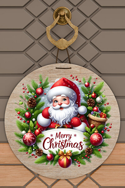 Dormot Yüksek Kaliteli Dijital Baskı, Yeni Yıl, Merry Christmas, Yılbaşı temalı Kapı süsü, Duvar Süsü