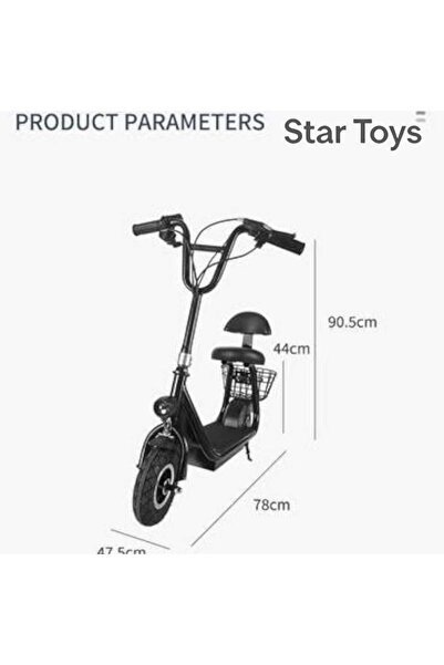STAR TOYS Electric scooter with seat and rear basket – powerful battery and comfortable design