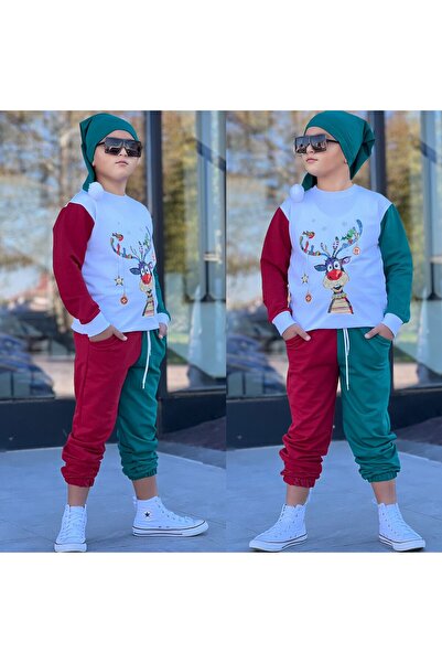 STAR GOGO KİDS 3-Piece Unisex Children's Tracksuit with a New Year's Concept Hat