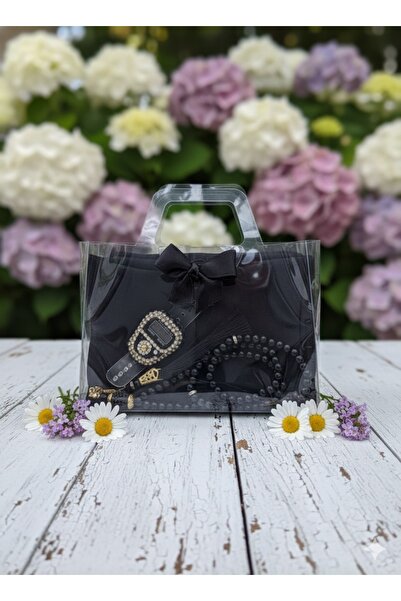 lifestyling Transparent Box Scarf Prayer Beads Stone Zikirmatik Set Gift Mevlüt Hajj Umrah Gift