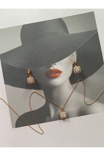 GOX Xuping Rose Gold Pave Cut Necklace-Earring Set