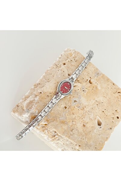 Vesce Atelier Rive Silver Watch Burgundy