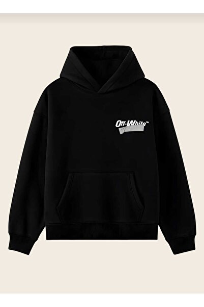 Hunors Sportswear & Company Off White Baskılı Unisex Model Pamuklu Kapüşonlu ...