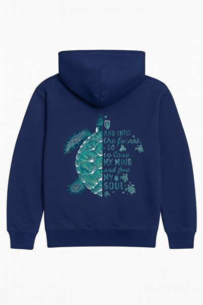Baxia Girl's Turtle Printed Hooded Cardigan Sweatshirt with Zipper Dark Blue ...