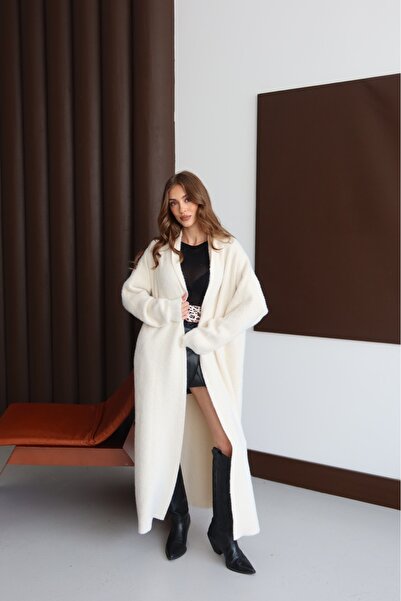 AÈC PRIVÈ Cardigan lung din angora, de calitate premium, pentru femei