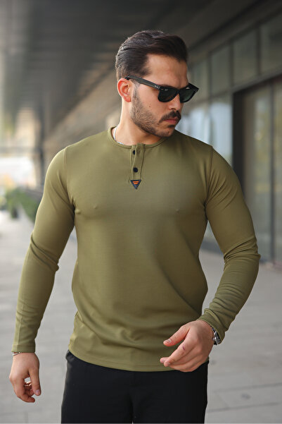 So far Basic Tişört Hakim Yaka Düğmeli Dar Kesim Uzun Kollu