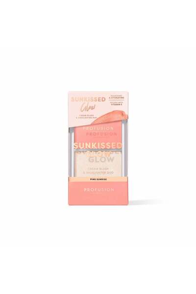 PROFUSION COSMETICS Paletă duo Sunkissed Glow Cream Blush & Highlighter, Pink Sunrise,