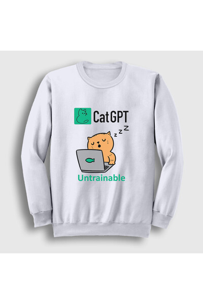 Presmono Unisex White Cat Gpt Funny Artificial Intelligence Cat Sweatshirt 581162Tt