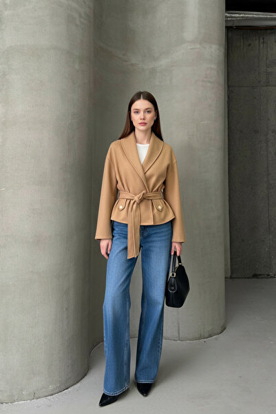 ALFUDO Moda Collection Buttoned Comfortable Fit Cashmere Cardigan/Jacket with Tie Detail