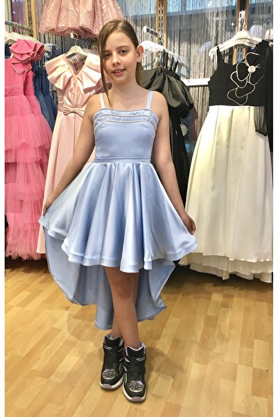 Erkut Βραδινό φόρεμα για κορίτσια από σατέν ύφασμα με ουρά