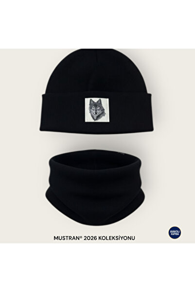 Mustran 4-12 Years Old Children's 2-Piece Beret Neck Collar Set 95% Cotton Handmade |   Double Layer 4 Layer Ear Gift