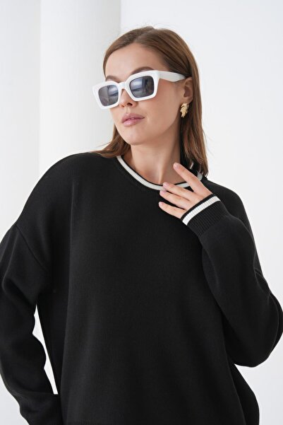Noi Belis Oversized Color Block Soft Textured Knitwear Sweater Aw25Kz0107